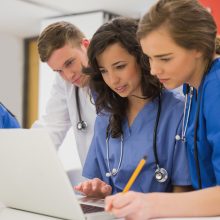 Medical students sitting and talking