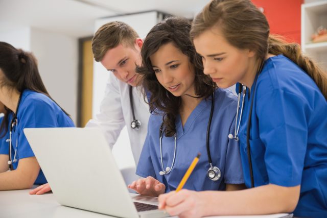 Medical students sitting and talking