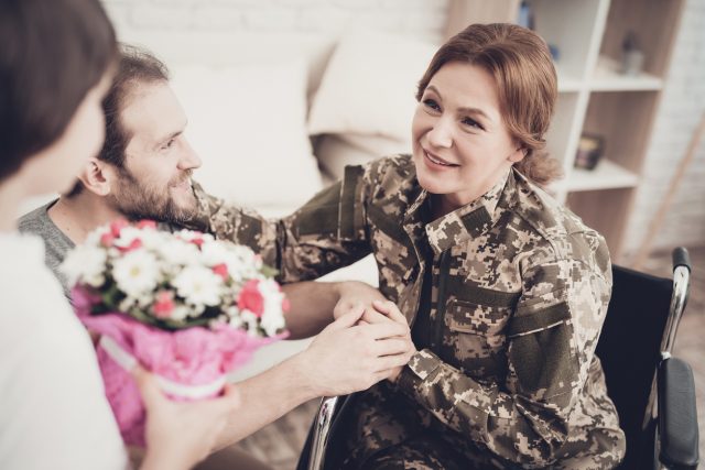 A VA nurse with a veteran