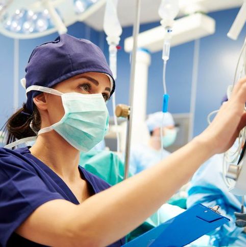 A female BSN is working in a hospital